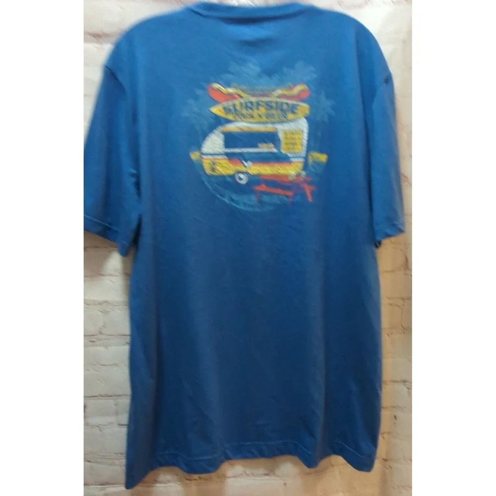 IZOD Saltwater Surfside Dogs N Beer surf shop men's t shirt Large heathered blue